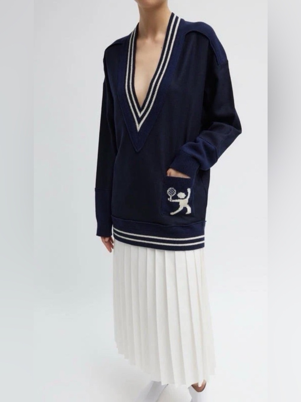 NWT Tibi Tilden wool tennis sweater S